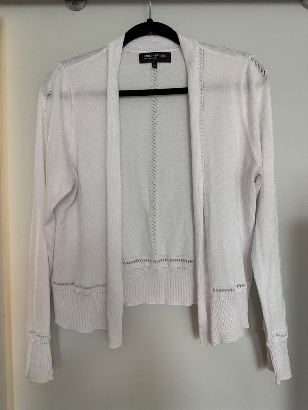 Jones New York White Open-Front Lightweight Cardigan